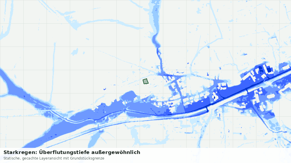 Statische Kartenansicht: Starkregen: Überflutungstiefe außergewöhnlich
