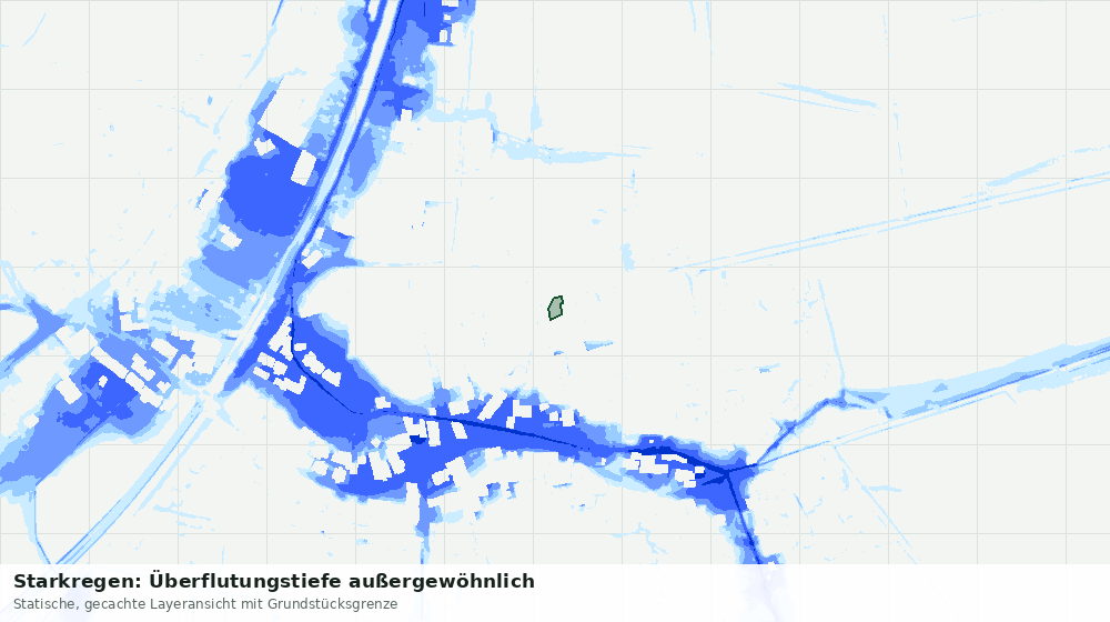 Statische Kartenansicht: Starkregen: Überflutungstiefe außergewöhnlich