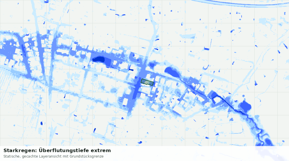 Statische Kartenansicht: Starkregen: Überflutungstiefe extrem