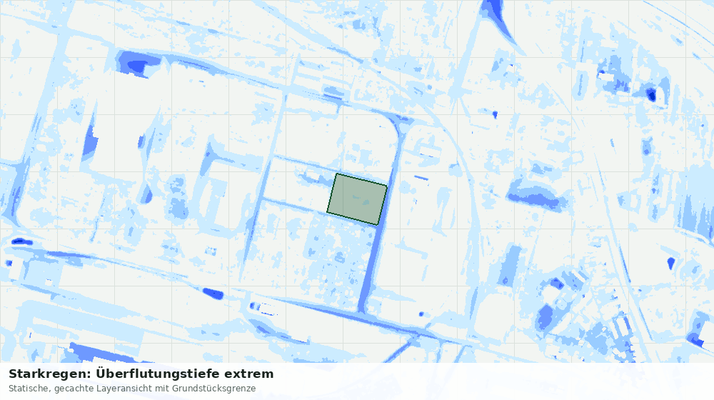 Statische Kartenansicht: Starkregen: Überflutungstiefe extrem