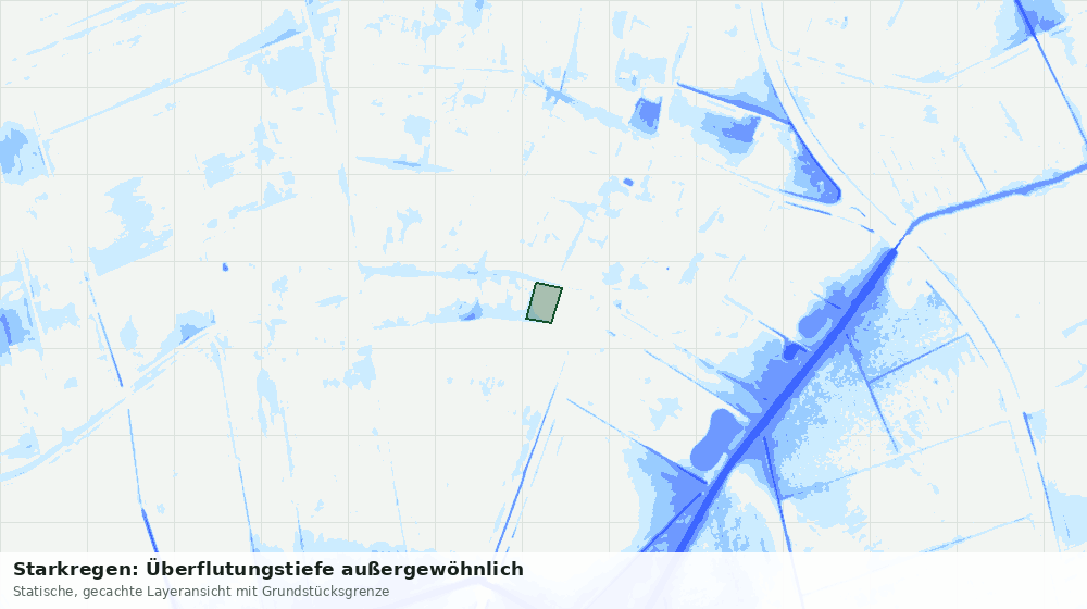 Statische Kartenansicht: Starkregen: Überflutungstiefe außergewöhnlich
