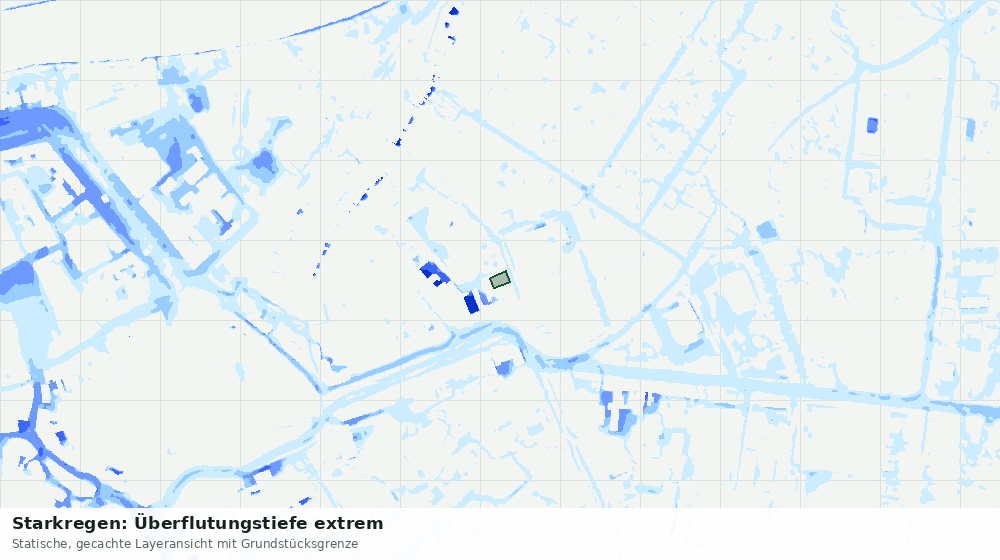 Statische Kartenansicht: Starkregen: Überflutungstiefe extrem