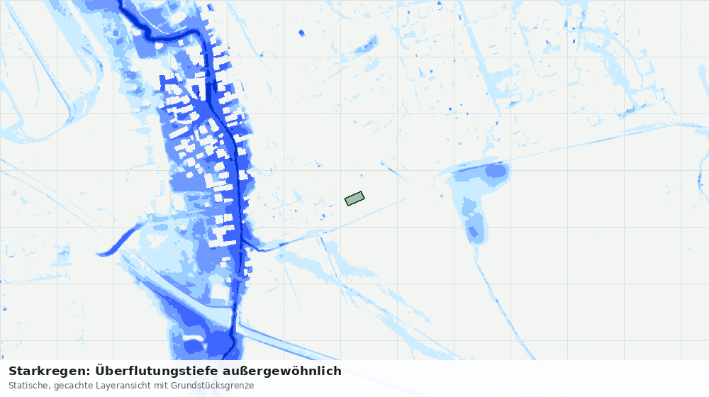 Statische Kartenansicht: Starkregen: Überflutungstiefe außergewöhnlich