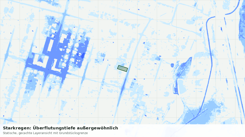 Statische Kartenansicht: Starkregen: Überflutungstiefe außergewöhnlich
