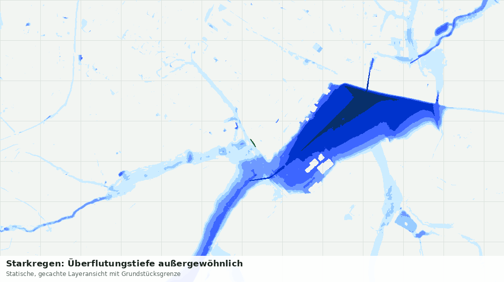 Statische Kartenansicht: Starkregen: Überflutungstiefe außergewöhnlich