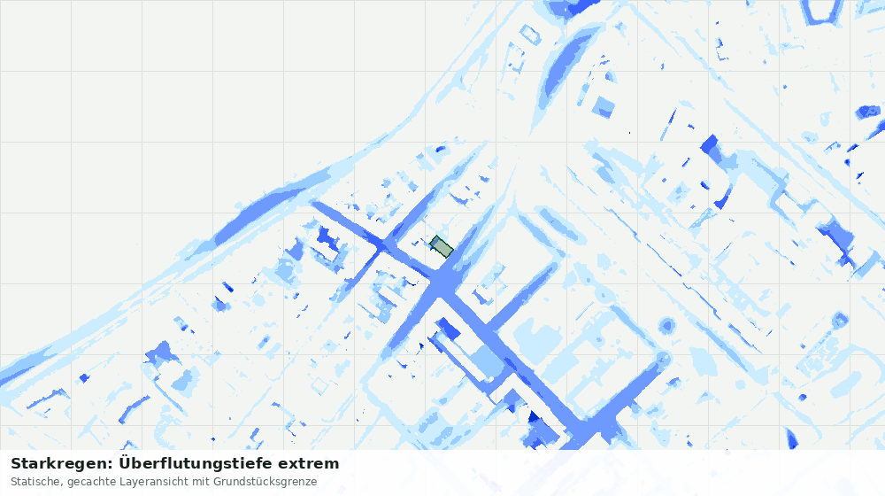 Statische Kartenansicht: Starkregen: Überflutungstiefe extrem