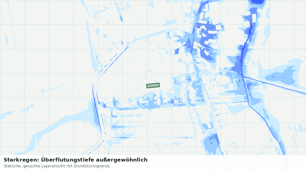 Statische Kartenansicht: Starkregen: Überflutungstiefe außergewöhnlich