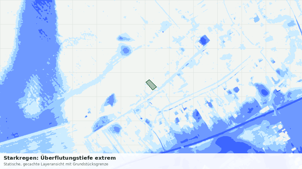Statische Kartenansicht: Starkregen: Überflutungstiefe extrem