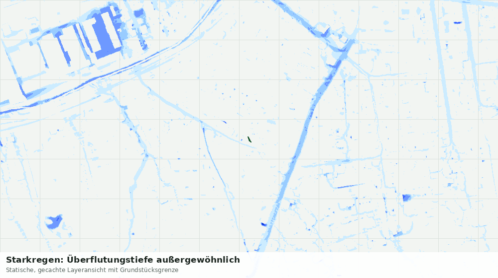 Statische Kartenansicht: Starkregen: Überflutungstiefe außergewöhnlich