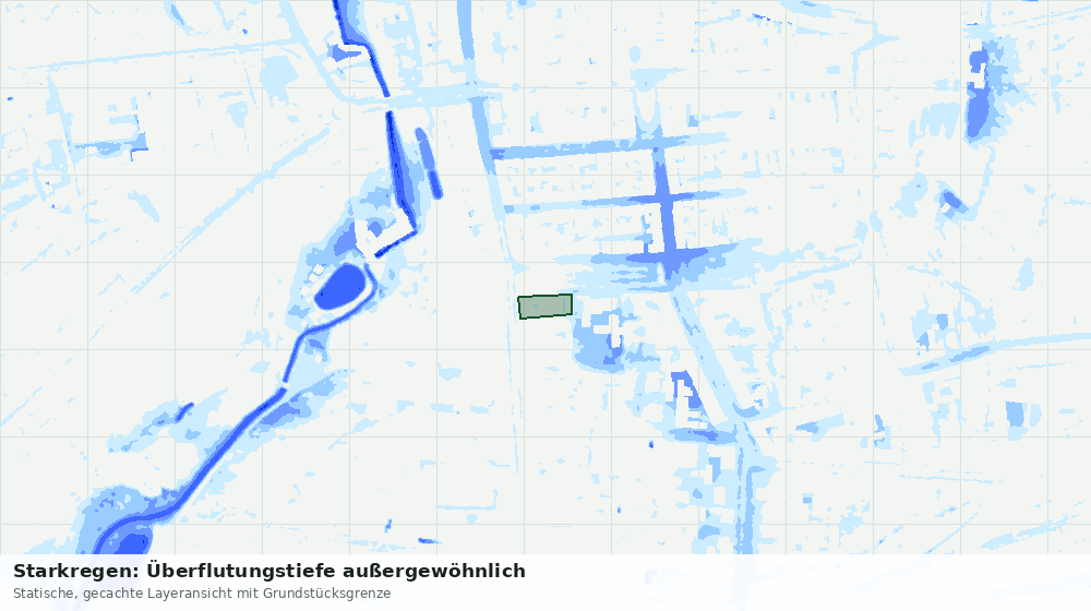 Statische Kartenansicht: Starkregen: Überflutungstiefe außergewöhnlich