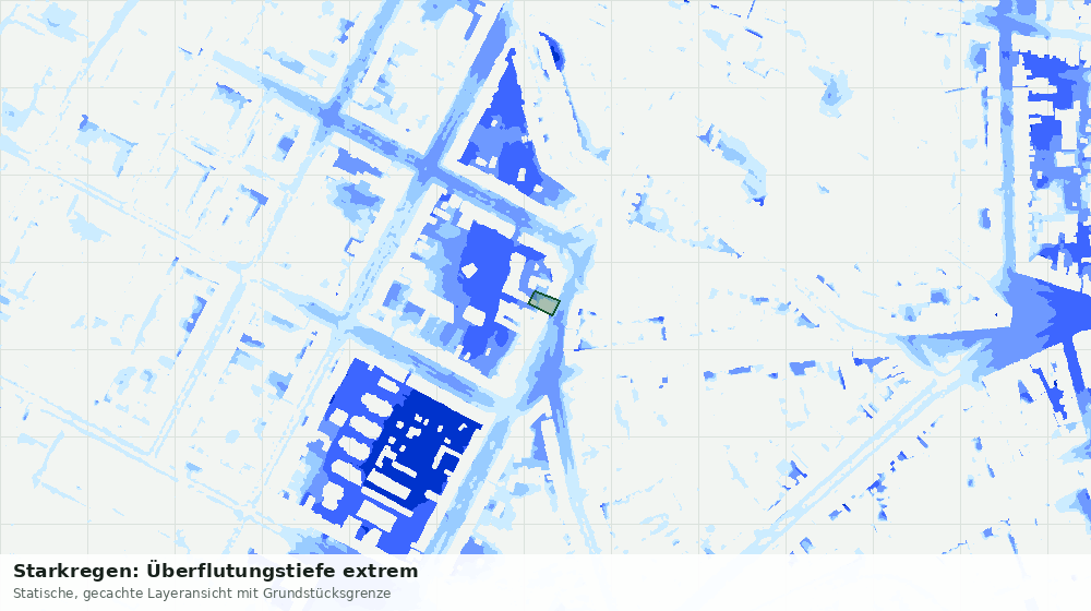 Statische Kartenansicht: Starkregen: Überflutungstiefe extrem