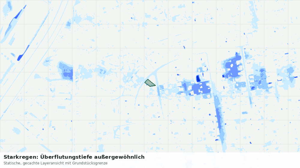 Statische Kartenansicht: Starkregen: Überflutungstiefe außergewöhnlich
