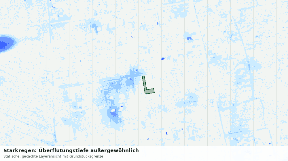 Statische Kartenansicht: Starkregen: Überflutungstiefe außergewöhnlich