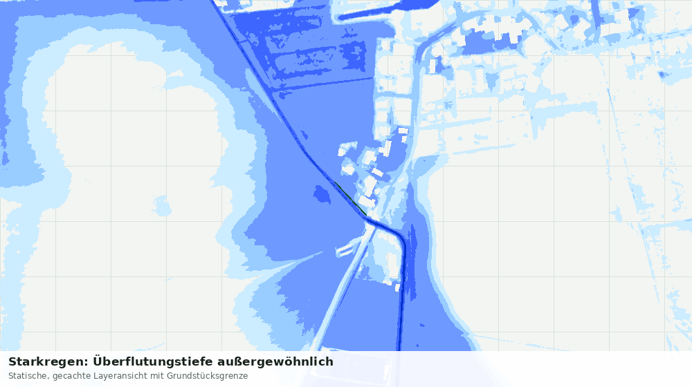 Statische Kartenansicht: Starkregen: Überflutungstiefe außergewöhnlich