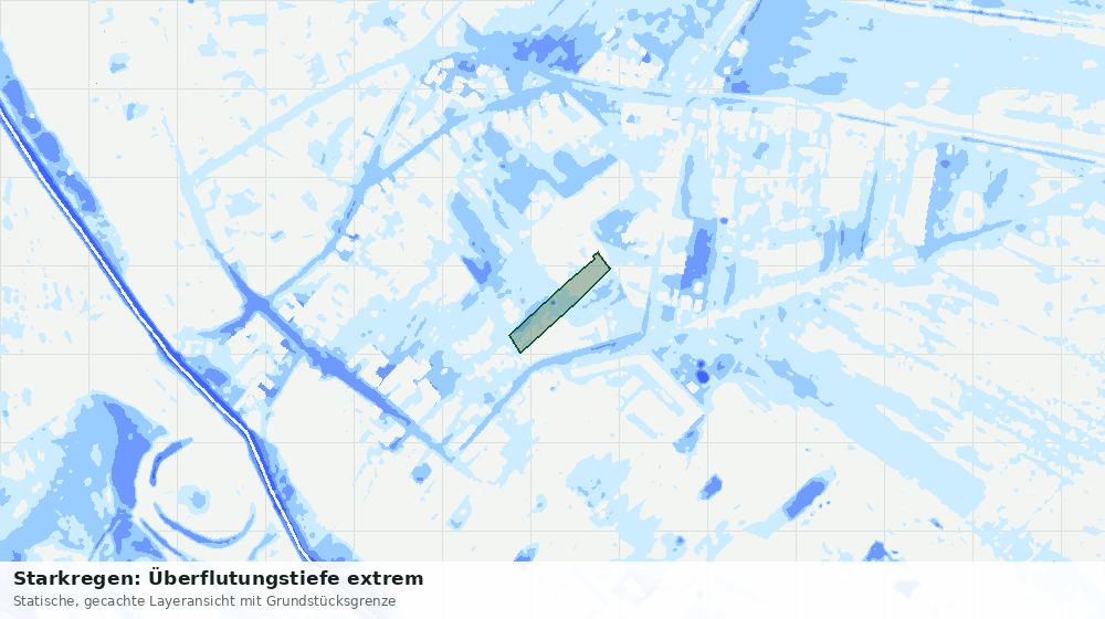 Statische Kartenansicht: Starkregen: Überflutungstiefe extrem