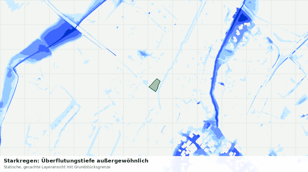Statische Kartenansicht: Starkregen: Überflutungstiefe außergewöhnlich
