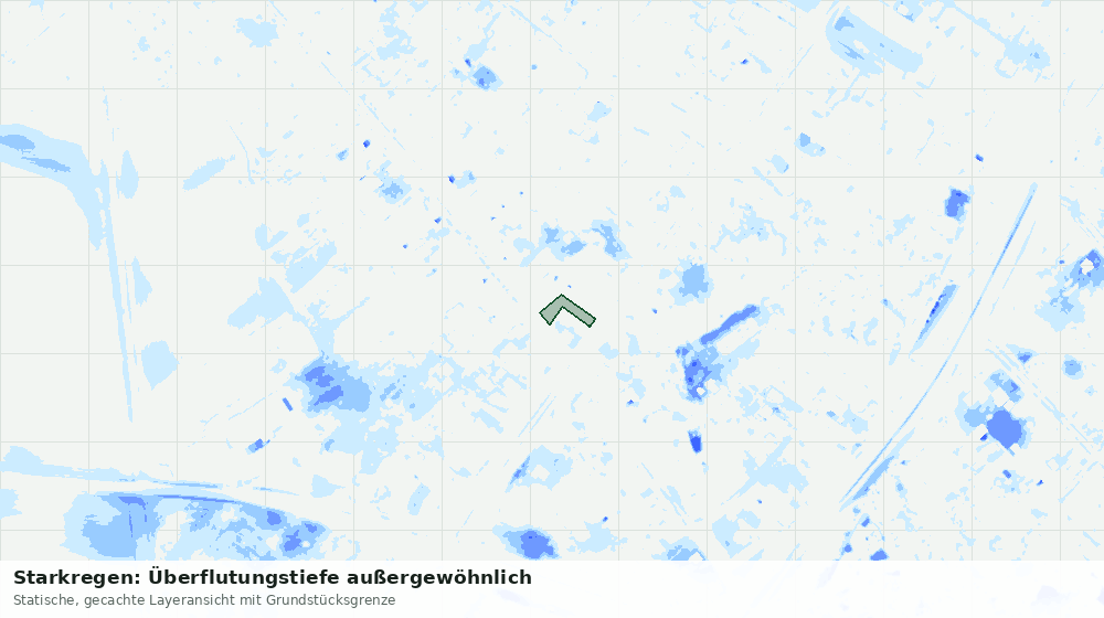 Statische Kartenansicht: Starkregen: Überflutungstiefe außergewöhnlich