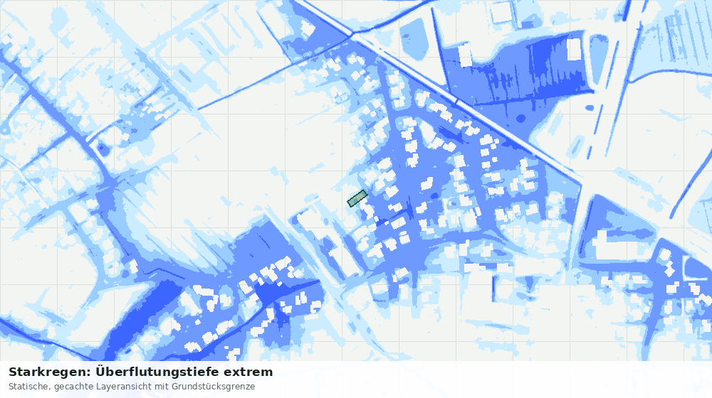 Statische Kartenansicht: Starkregen: Überflutungstiefe extrem