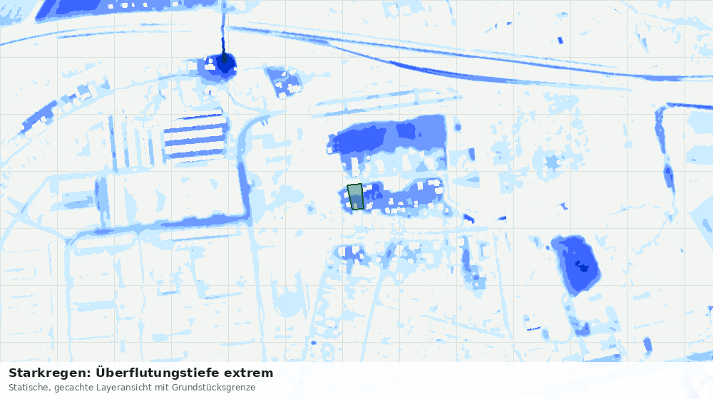 Statische Kartenansicht: Starkregen: Überflutungstiefe extrem