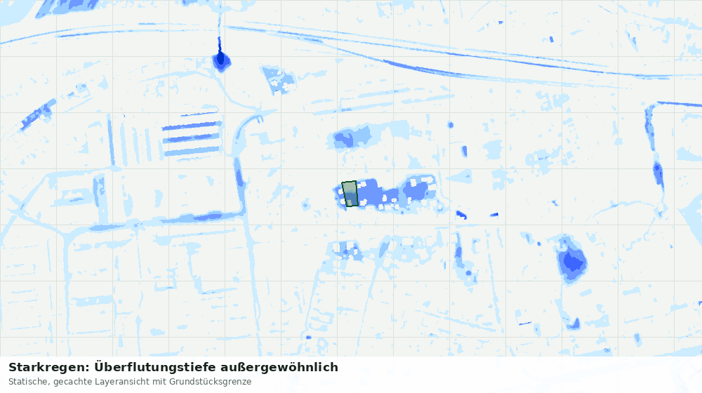 Statische Kartenansicht: Starkregen: Überflutungstiefe außergewöhnlich