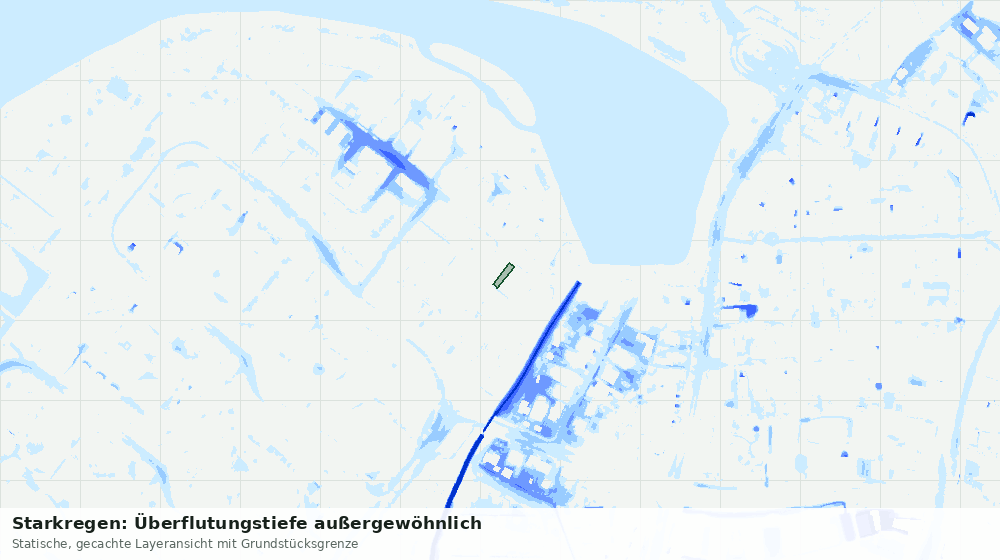 Statische Kartenansicht: Starkregen: Überflutungstiefe außergewöhnlich