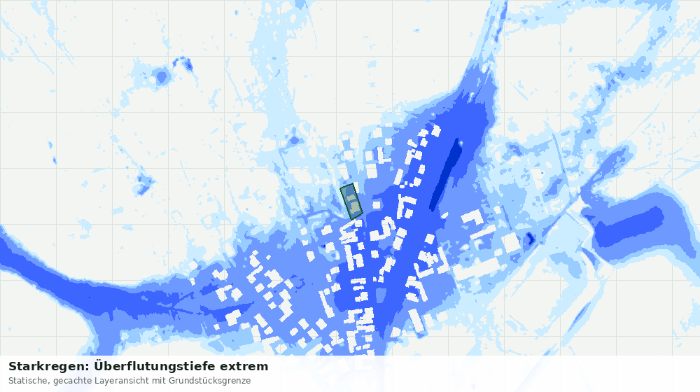 Statische Kartenansicht: Starkregen: Überflutungstiefe extrem