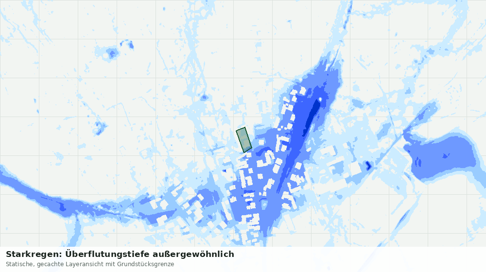 Statische Kartenansicht: Starkregen: Überflutungstiefe außergewöhnlich