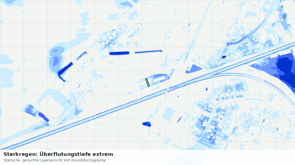 Statische Kartenansicht: Starkregen: Überflutungstiefe extrem