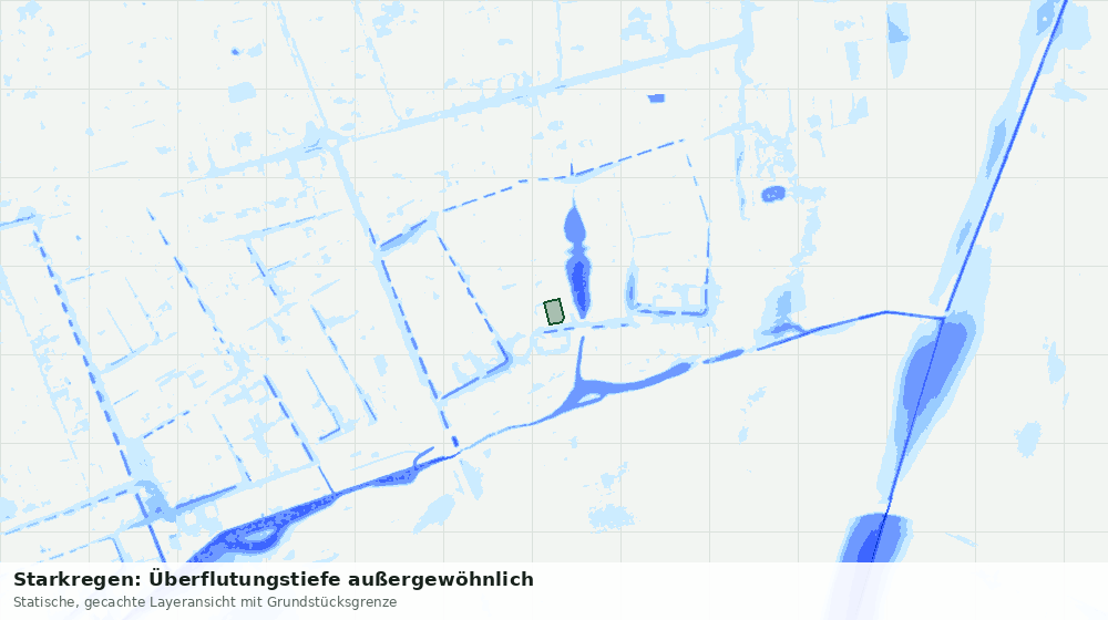 Statische Kartenansicht: Starkregen: Überflutungstiefe außergewöhnlich