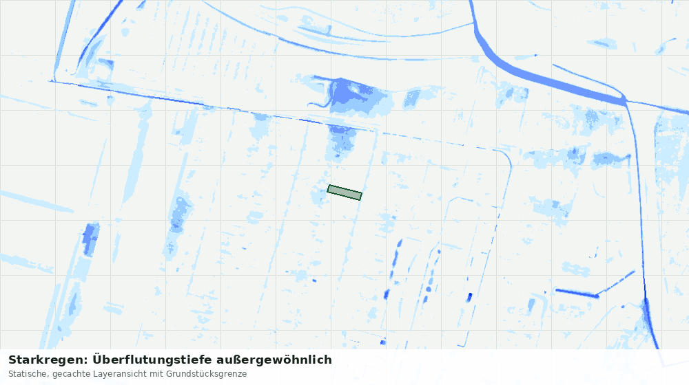 Statische Kartenansicht: Starkregen: Überflutungstiefe außergewöhnlich