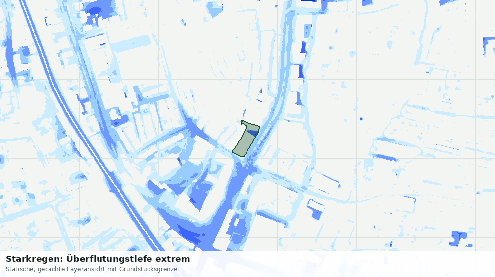 Statische Kartenansicht: Starkregen: Überflutungstiefe extrem