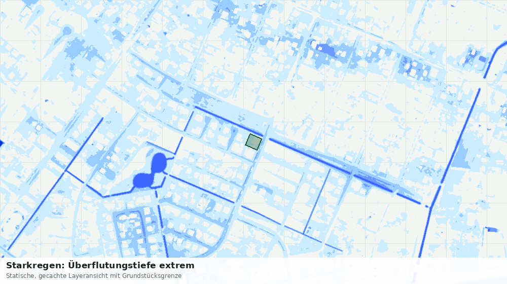 Statische Kartenansicht: Starkregen: Überflutungstiefe extrem