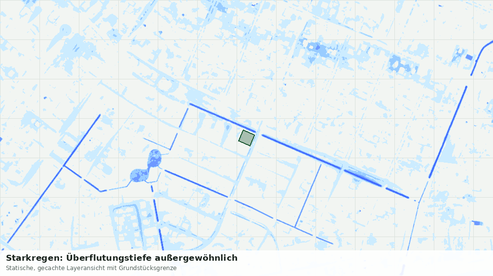 Statische Kartenansicht: Starkregen: Überflutungstiefe außergewöhnlich