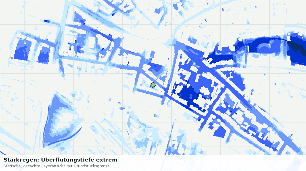 Statische Kartenansicht: Starkregen: Überflutungstiefe extrem