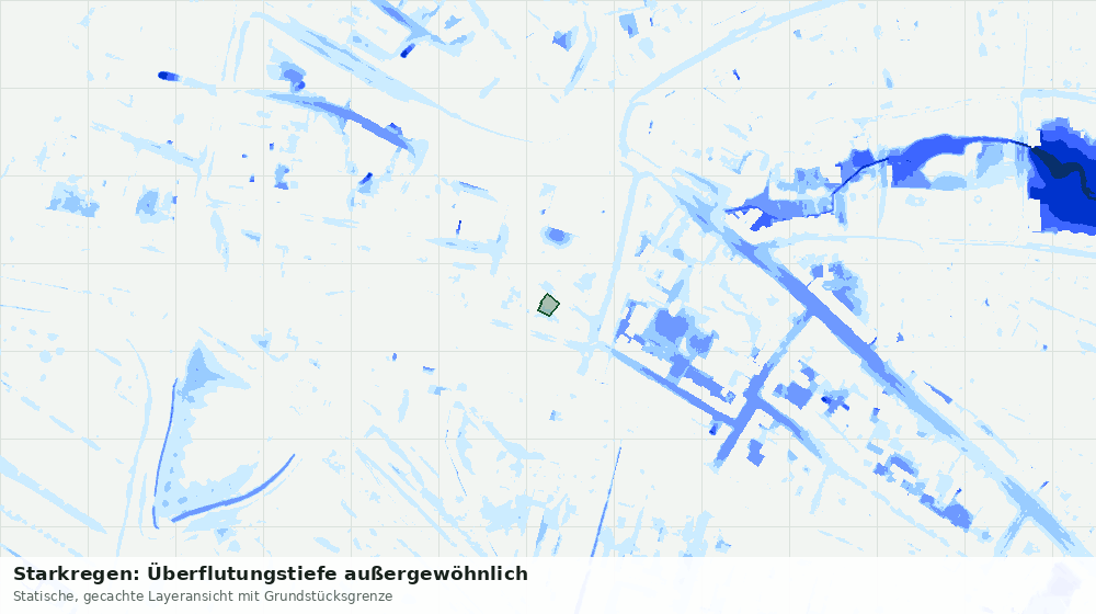 Statische Kartenansicht: Starkregen: Überflutungstiefe außergewöhnlich