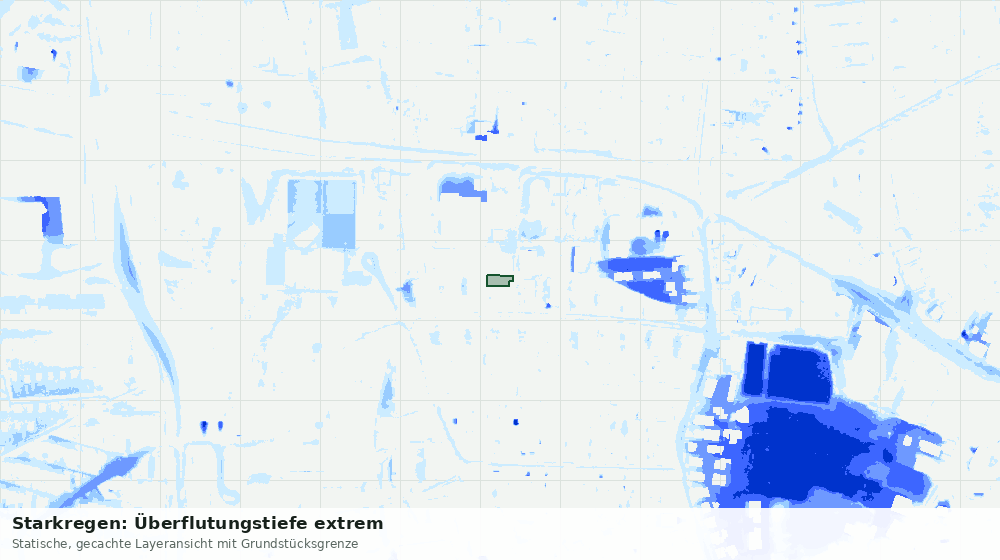 Statische Kartenansicht: Starkregen: Überflutungstiefe extrem