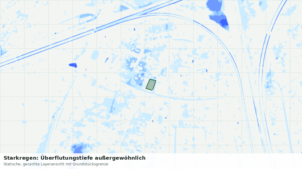Statische Kartenansicht: Starkregen: Überflutungstiefe außergewöhnlich