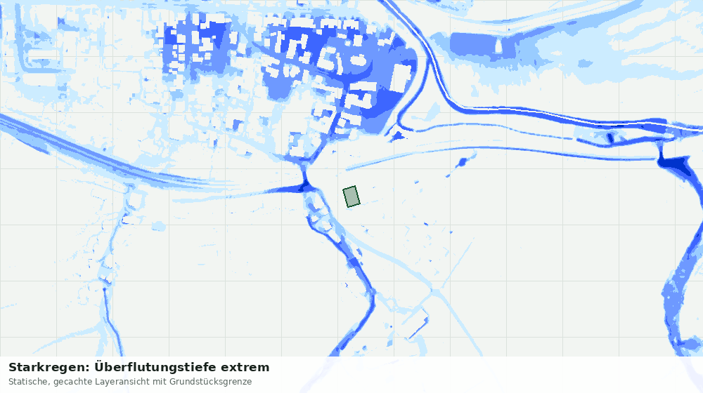 Statische Kartenansicht: Starkregen: Überflutungstiefe extrem