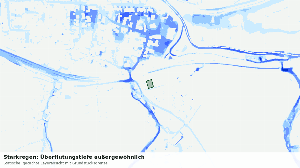 Statische Kartenansicht: Starkregen: Überflutungstiefe außergewöhnlich