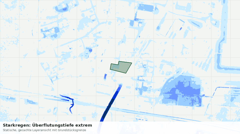 Statische Kartenansicht: Starkregen: Überflutungstiefe extrem