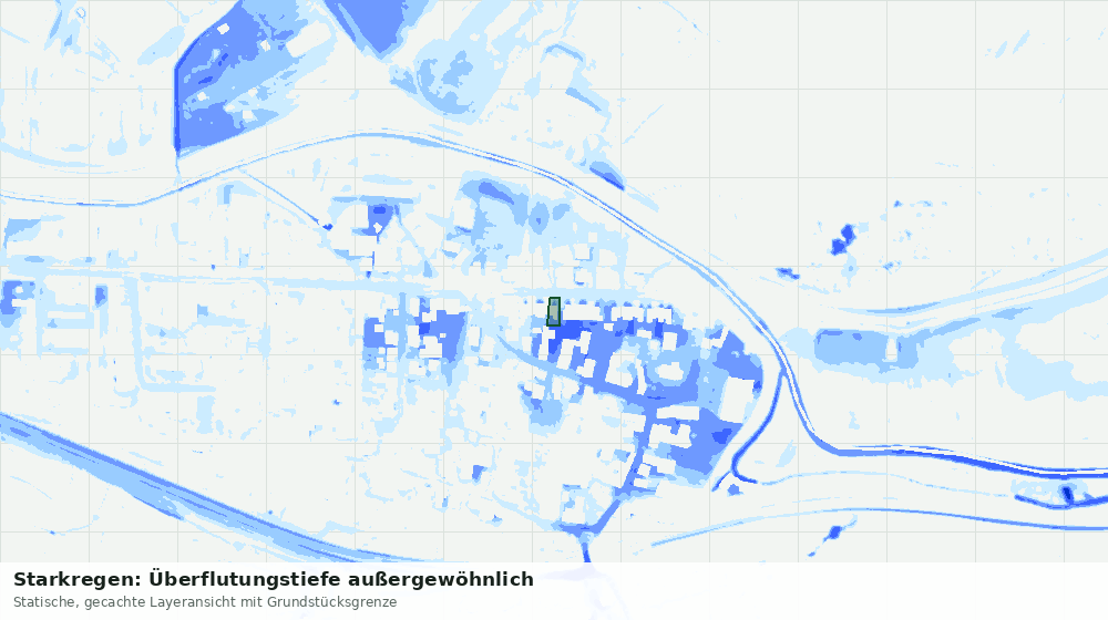 Statische Kartenansicht: Starkregen: Überflutungstiefe außergewöhnlich