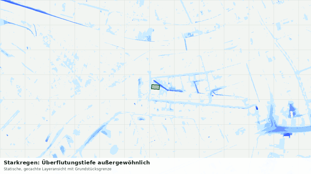 Statische Kartenansicht: Starkregen: Überflutungstiefe außergewöhnlich