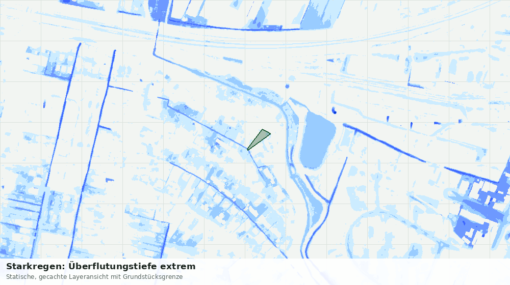 Statische Kartenansicht: Starkregen: Überflutungstiefe extrem