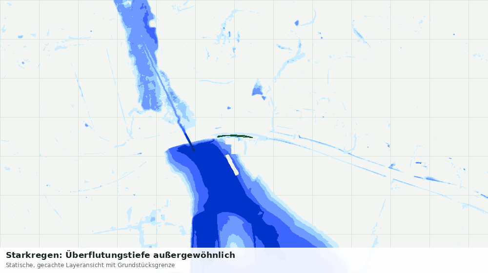 Statische Kartenansicht: Starkregen: Überflutungstiefe außergewöhnlich