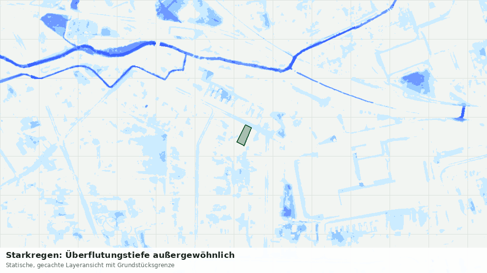 Statische Kartenansicht: Starkregen: Überflutungstiefe außergewöhnlich