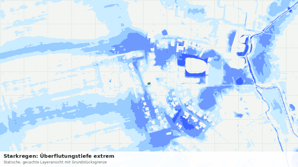 Statische Kartenansicht: Starkregen: Überflutungstiefe extrem