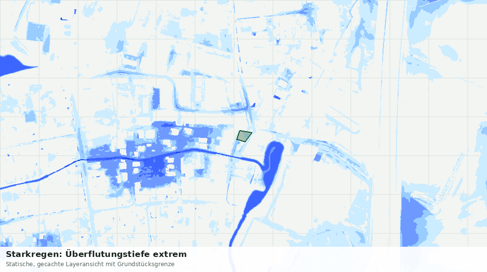 Statische Kartenansicht: Starkregen: Überflutungstiefe extrem