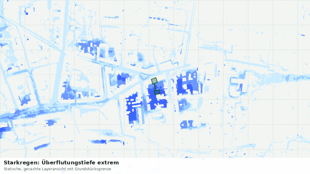 Statische Kartenansicht: Starkregen: Überflutungstiefe extrem