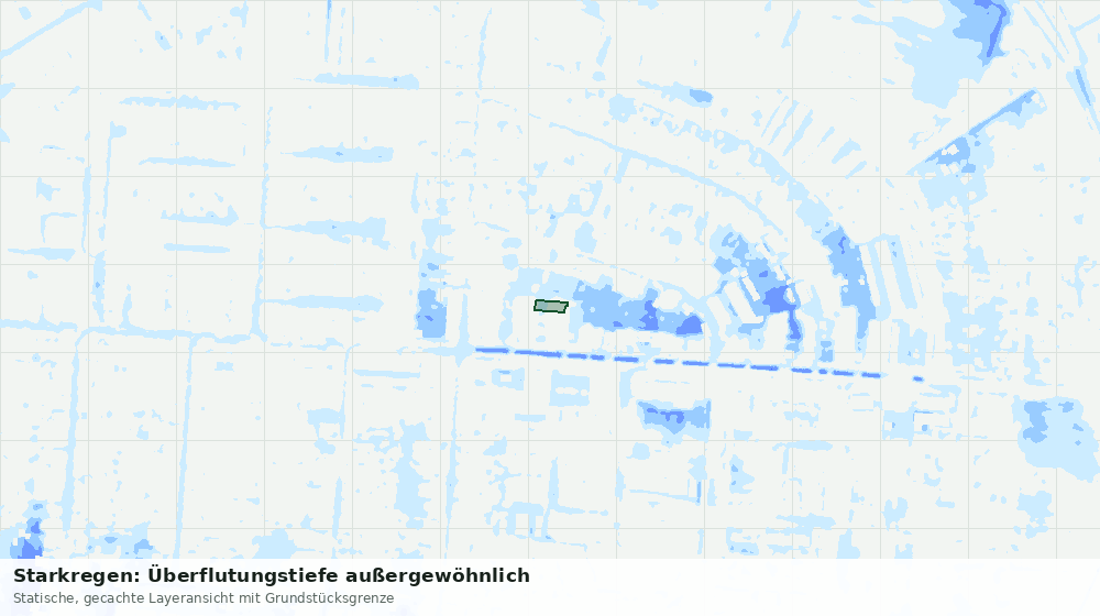 Statische Kartenansicht: Starkregen: Überflutungstiefe außergewöhnlich