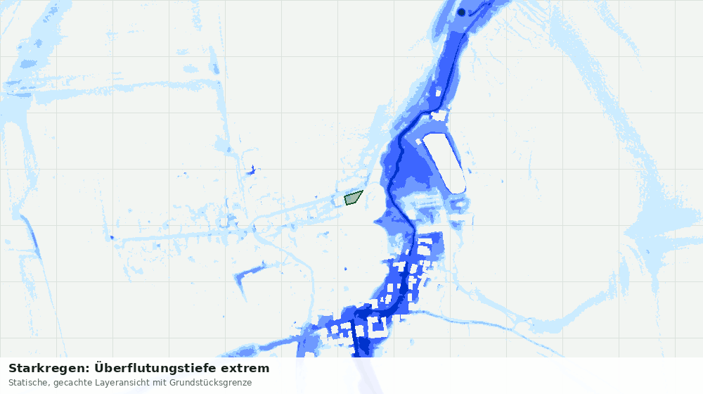 Statische Kartenansicht: Starkregen: Überflutungstiefe extrem